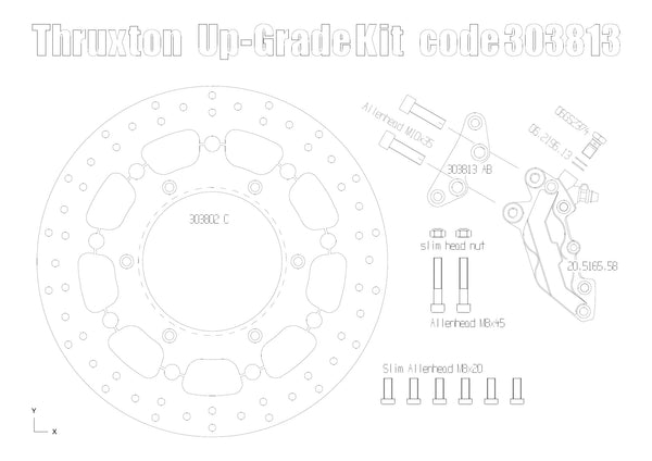 Front brake caliper 4 pot for Triumph Thruxton (865 cc) - KIT - Canyon Motorcycles