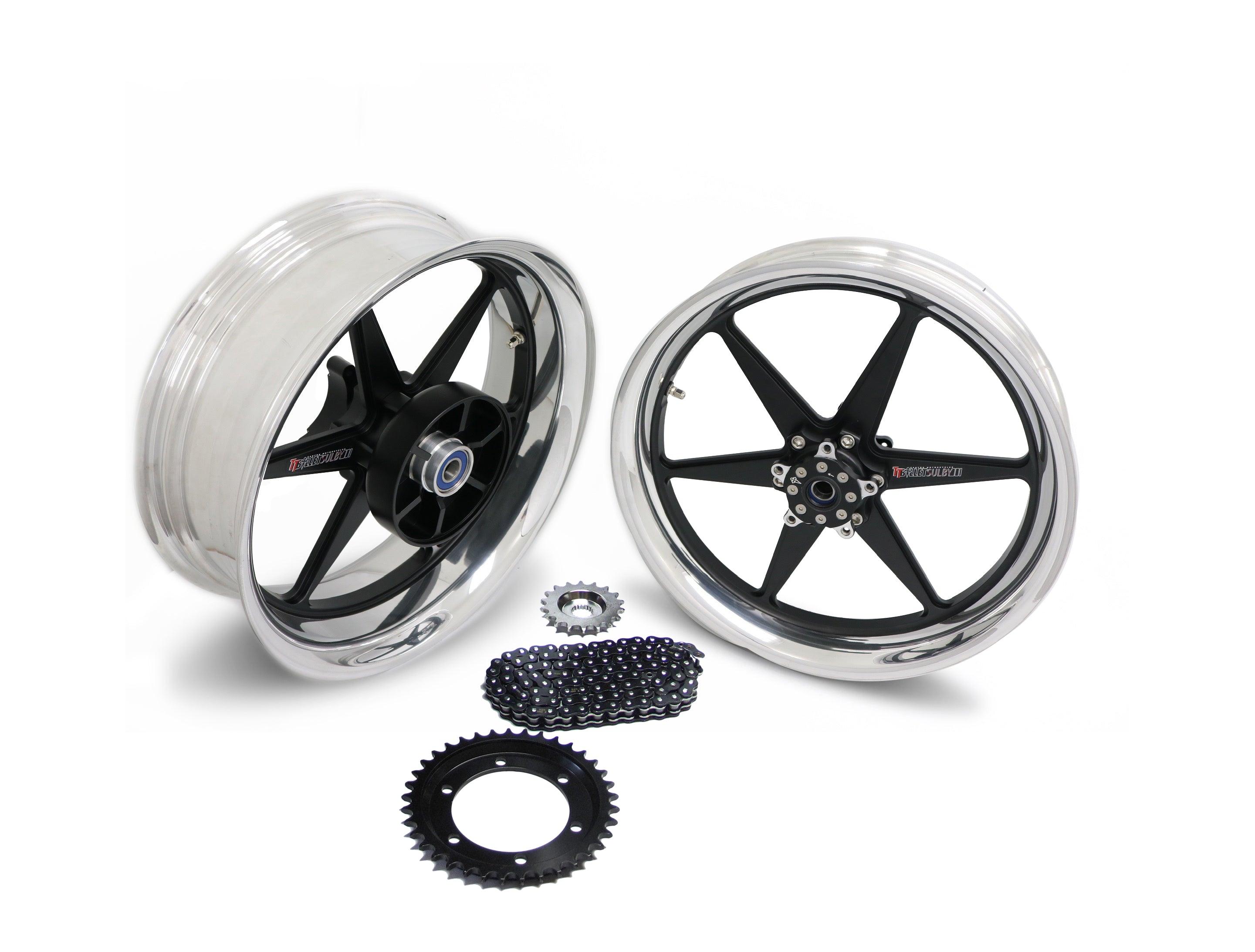 Bonneville T120 Billet 'Sulby' Polished Rim Denim Spokes Wide Wheel Kit Stage 1 - Canyon Motorcycles