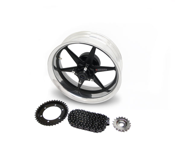 Bonneville T120 Billet 'Sulby' Polished Rim Denim Spokes Wide Wheel Kit Stage 1 - Canyon Motorcycles