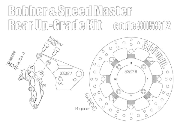 Bobber & Speedmaster 1200 rear Up Grade 4 pot Caliper Kit - Canyon Motorcycles