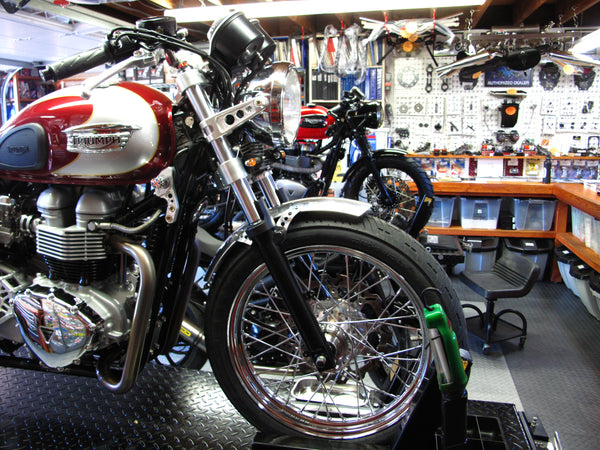 British Customs 2 into 1 Low Pipes - Air Cooled Bonneville and Thruxton - Canyon Motorcycles