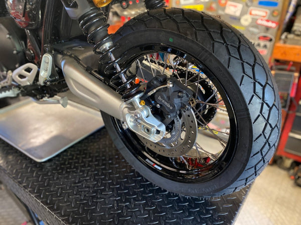 40 Spoke Alloy Wide Supermoto Kit Stage 2 Deposit - Any Size, Any Custom Finish with Tires of your choice.