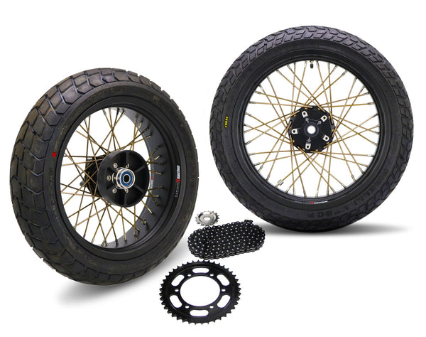 40 Spoke Alloy Wide Supermoto Kit Stage 2 Deposit - Any Size, Any Custom Finish with Tires of your choice.